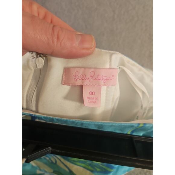 Lilly Pulitzer Langley Shorely Blue Tossing The Line Strapless Cocktail Dress 00 - Picture 13 of 13